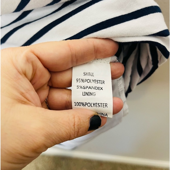 BTFBM Black White Striped Fitted Dress Size Medium - Picture 7 of 7